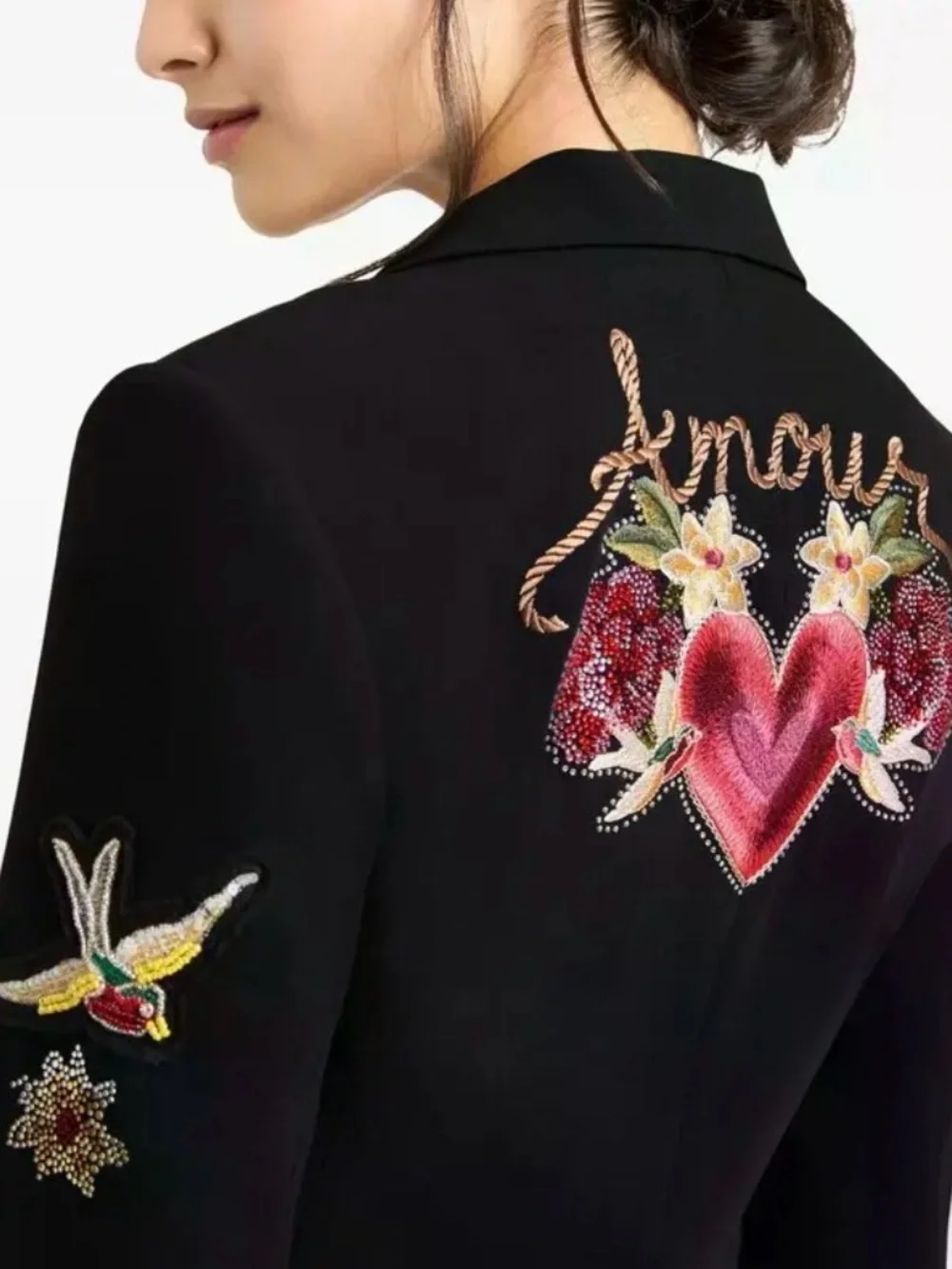 cinq a sept Black Embroidered Floral & Bird Blazer - Picture 2 of 5